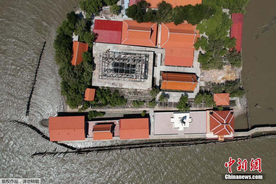 泰国“漂浮寺庙” 海平面上升寺庙成孤岛